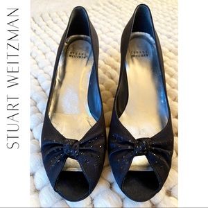 Stuart Weitzman Classic Black Peep Toes Sz. 7.5